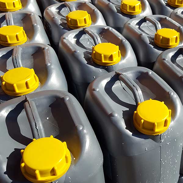 Oil in plastic containers